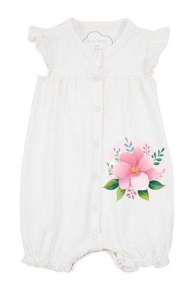 Mavipink Baby Girl Pink Floral Ruffle Short Shorts Jumpsuit