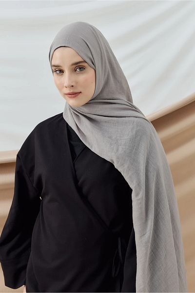 AMİNENESİL Aminenesil Moda Cashmere Thin Cotton Shawl Gray Color