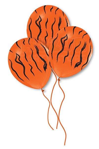 DOĞA PARTİ EVİ بالون برتقالي مطبوع بنمط النمر 10 قطع 30 سم بتصميم سفاري لعيد ...