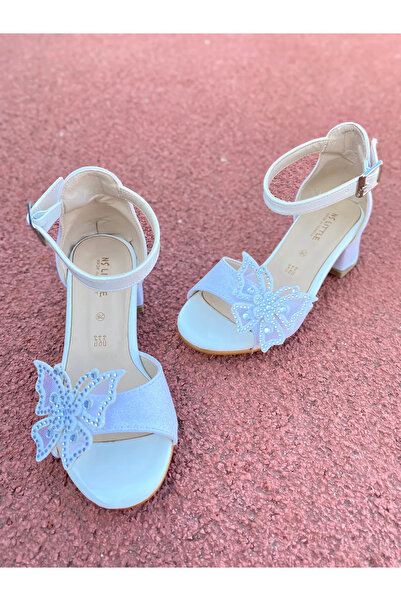 NeSe Shoes Butterfly Girl's Heeled Shoes, Glittery, Stylish, New Season, Evening Dress Shoes
