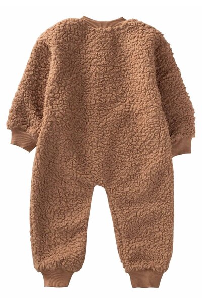 Cigit Medvědí pletená aplikovaná plyšová kombinéza 0-4 roky Coffee