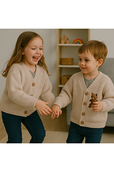 Nimini Kids سترة أطفال شتوية بتفاصيل أزرار خشبية للجنسين