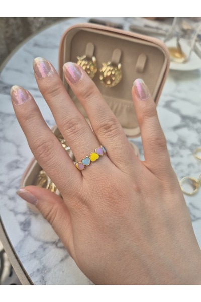 Panelya الصلب مطلي خاتم القلب الملون