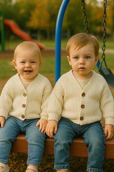 Nimini Kids Winter Unisex Knitwear Oversize Children's Cardigan with Wooden Button Detail