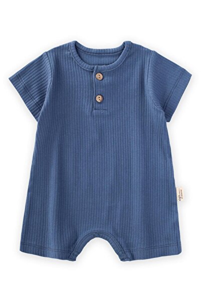 Cigit 0-3 Years Old Ribbed Jumpsuit, Indigo Blue