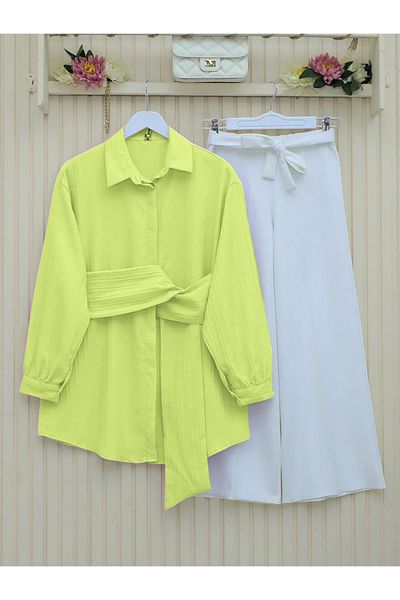 Modamorfo Tie-Fit Crinkle Shirt - Light Yellow