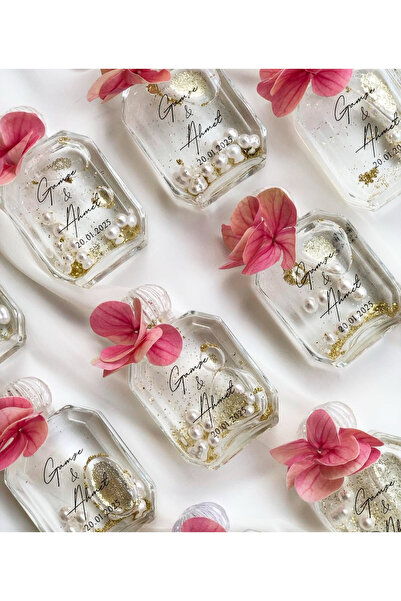 Butik Hediyelik Cam Şişe Kolonya Gri Sim İle Söz Nikah Nişan Hediyesi 10 Adet