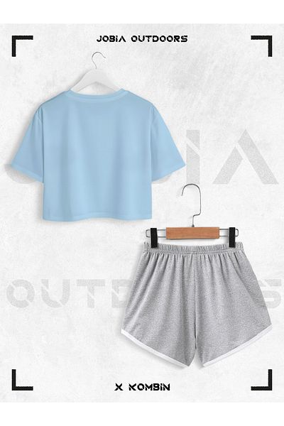 Jobia Outdoors Women's Hello Kitty Printed Design Summer Oversize Crop and Bias Shorts 2 Piece Set