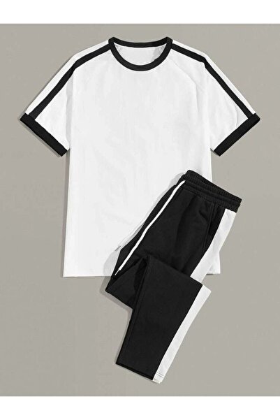 shop Set de trening cu detalii cu dungi, în 2 piese