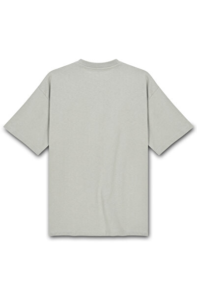 COMBİNE MİCHAİL Ανδρικό μπλουζάκι από 100% οργανικό βαμβάκι με χοντρή υφή Comfort Fit Crew γιακά γκρι