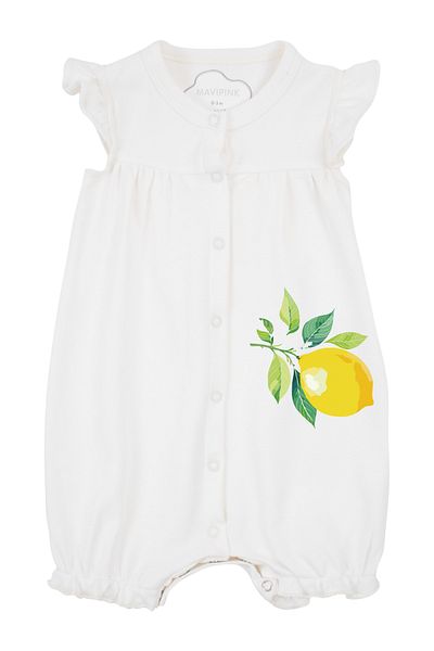 Mavipink Baby Girl Lemon Ruffle Short Shorts Jumpsuit