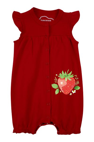 Mavipink Baby Girl Strawberry Ruffle Short Shorts Jumpsuit