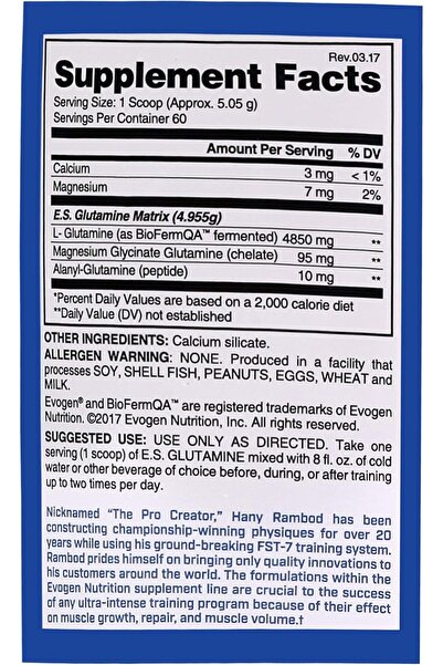 EVOGEN Glutamine Premium Pure Recovery Amino Acid Essentials 60 Servings 305 G