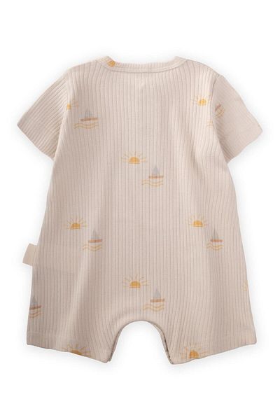 Cigit 0-3 Years Ribbed Sail Patterned Jumpsuit