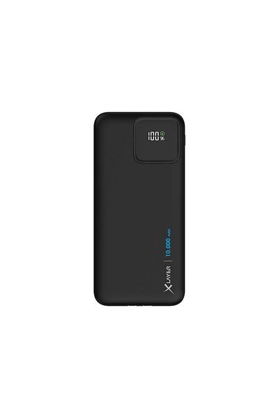 icover Powerbank 10000mAh XLayer PD, cabluri incorporate, afisaj LED, black