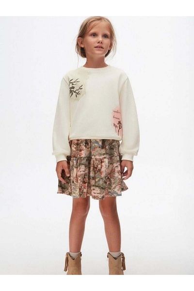 Zekids Fusta Şebboy cu model pentru fetiţă cu talie elastică