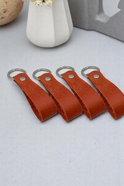pepuza 4-Piece Genuine Leather Root Series Keychain Orange