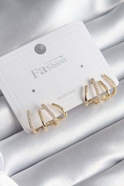 Skygo Brass Silver Color Zircon Stone Fork Model Women's Earrings - TJ-BKP8511
