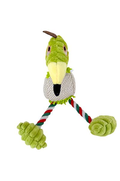 PUFO Jucărie distractivă și interactivă pentru căței în formă de papagal, 25 cm - rezistentă și colorată, verde