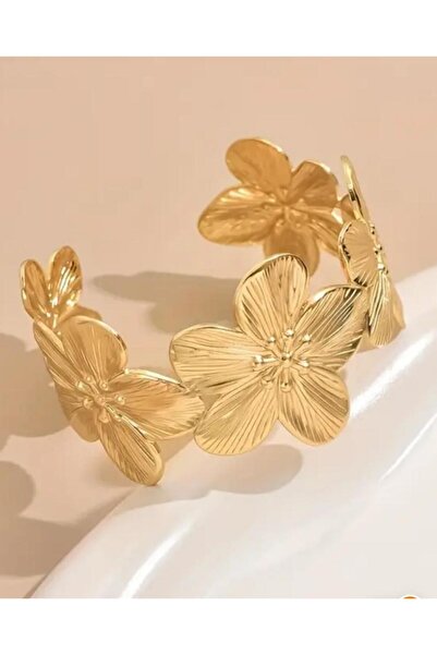 Genel Markalar Şık Paslanmaz Çelik Çiçekli Manşet BilezikVintage Esintili, Günlük KıyafetlerPartiler İçin Mükemmel