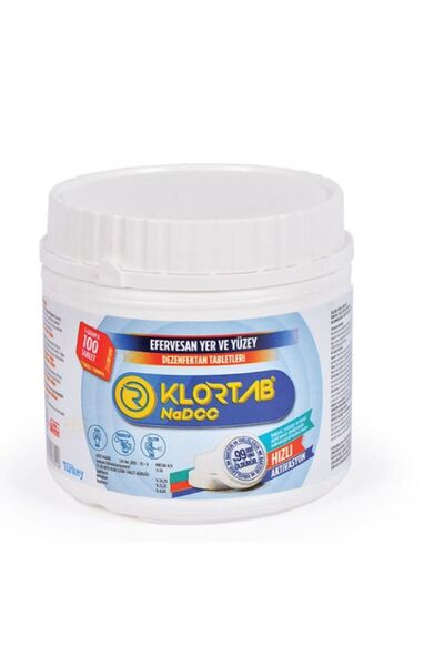 KLORTAB Nadcc 5 gr X 100 Tablet - Yüksek Etkili Klor Bazlı Yer Ve Yüzey Dezen...