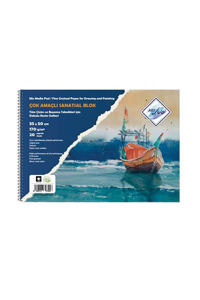 art liva Picture Notebook 170 Gr Carton Cover Spiral 35X50 Multi Technical Textured 20 Yp Sd-104