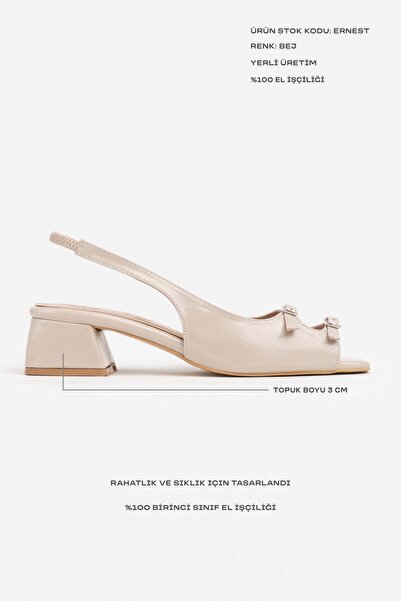 NİŞANTAŞI SHOES Ernest Béžové krátke dámske sandále s matným opaskom na podpätku