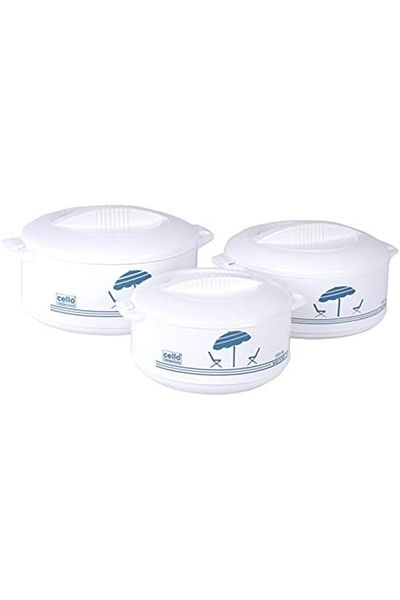 CELLO Chef Delux 3Pcs Insulated Casserole |Hot-pot|Food Warmer | Insulated Bowl|Keeps Food Hot & Fre