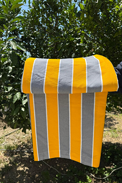 Monami Lüks Sarı-Gri Elegance EnxBoy Bağcıklı Balkon Perdesi