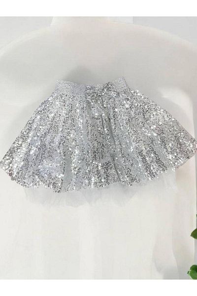 Zekids Girl's Elastic Waist Flared Sequin Skirt