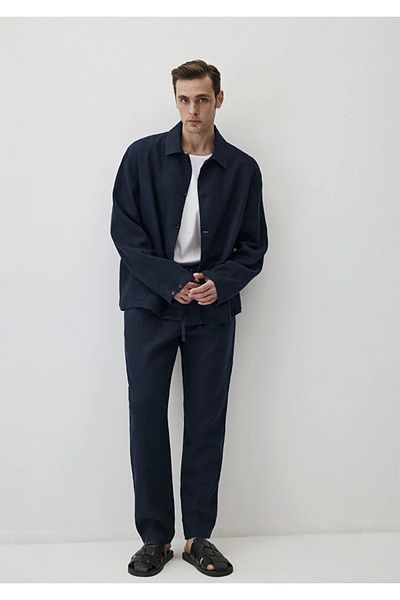 Mavi Men's Navy Blue M0010452-80872 Linen Trousers