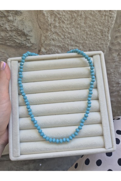Panelya Handmade Crystal Blue Bead Necklace