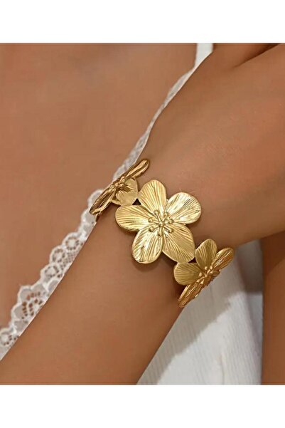 Genel Markalar Şık Paslanmaz Çelik Çiçekli Manşet BilezikVintage Esintili, Günlük KıyafetlerPartiler İçin Mükemmel