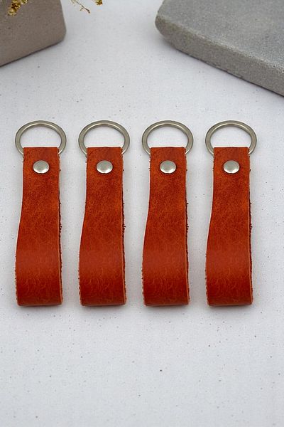 pepuza 4-Piece Genuine Leather Root Series Keychain Orange