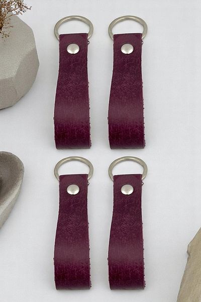 pepuza 4-Piece Genuine Leather Root Series Keychain Purple