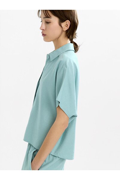 PARFOIS Keten Karışımlı Kısa Kollu Gömlek
