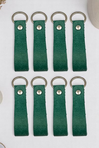pepuza 8-Piece Genuine Leather Root Series Keychain Water Green
