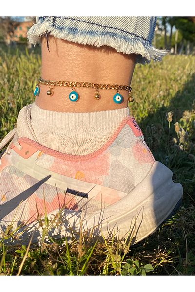 kurukafagift Steel Anklet Evil Eye Beaded Bulk Gold Color Model