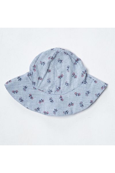 By Cwhr 100% Cotton Linen Blue Bicycle Baby Boy Fedora Hat Baby Girl Fedora Hat Baby Fedora Hat