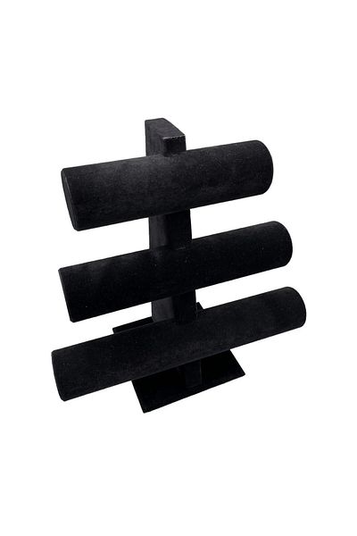 MeGass Dekor Domestic Production Suede Fabric Black Color Triple 30/26 cm Stage Bracelet-Watch Display Stand
