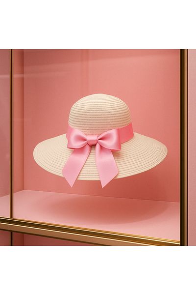 LAGRANZE Women's Ribbon Detailed Straw Hat Summer Wide Brim Beach Hat