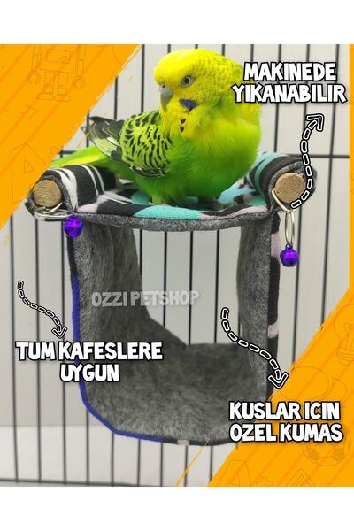 ozzipetshop Kuşlar Için Iki Katlı Kuş Yastığı Eğlenceli Kuş Oyuncağı Süpriz H...