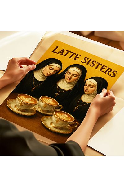ARTHOUSECOLLECTIVE Latte Sisters - Αφίσα καφέ από την εποχή του μπαρόκ - Αφίσα χωρίς πλαίσιο σε μεγέθη ζωγραφικής