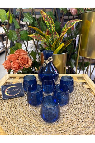 ARS HOME DEKOR Colorful Zamzam Set, Water Set, Jug and Glass Set, Umrah-Hajj Gift, 7 Piece Soft Drink Set Carafe