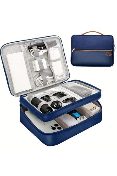 zyc Luxury Multi-Compartment Large Size Electronic Device and Cable Organize Portable Travel Case