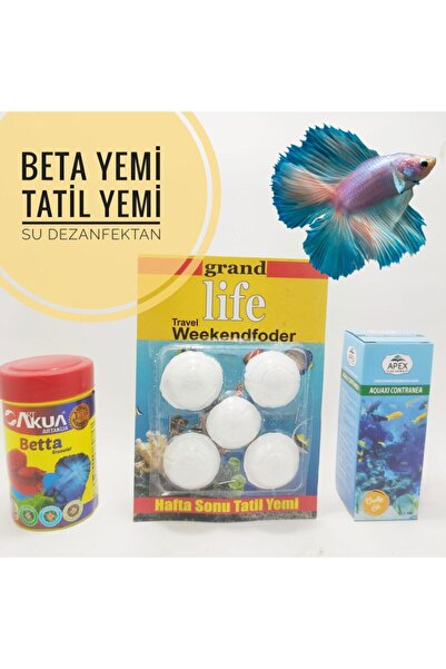 ozzipetshop Beta Balığı Için Bakım Ve Yem Paketi ( Yem -tatil Yemi -su Düzenleyici )
