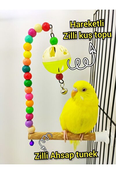 ozzipetshop Zilli Kuş Topu Hareketli Tunekli Kuş Oyuncagi
