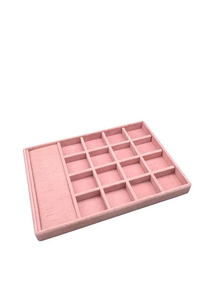 MeGass Dekor Domestic Production Amsterdam Model Suede Fabric Pink Color 34/24 Cm Drawer Ici Jewelry Stand