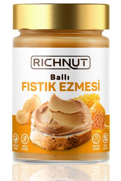 RİCHNUT Ballı Fıstık Ezmesi 300 gr (KATKISIZ, ŞEKERSİZ, DOĞAL)
