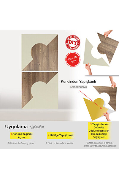 TİNK Kendinden Yapışkanlı Parke Pvc Zemin Kaplama Duvar Paneli Beyaz Huş Antik 40x40 Cm 0,64 M²/4 Adet